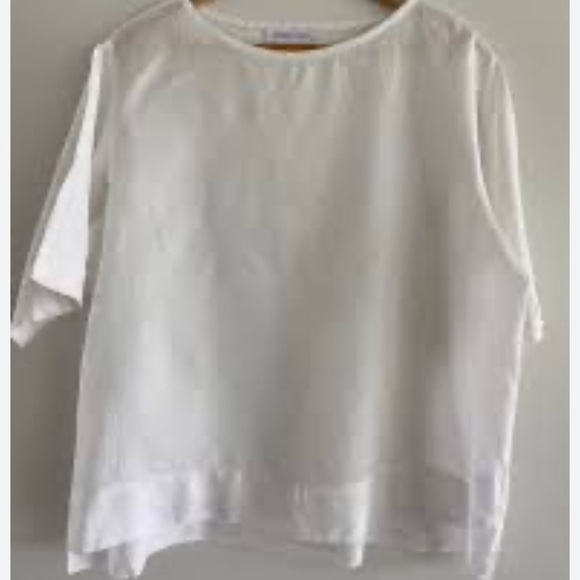 Assembly Label 100% Linen shirt sleeves boxy round collar blouse top Sz 10 - Picture 8 of 8